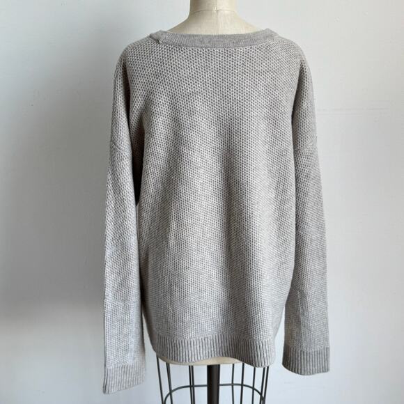 VINCE Gray Wool Yak Blend Long Sleeve Waffle Knit Sweater - Picture 4 of 8